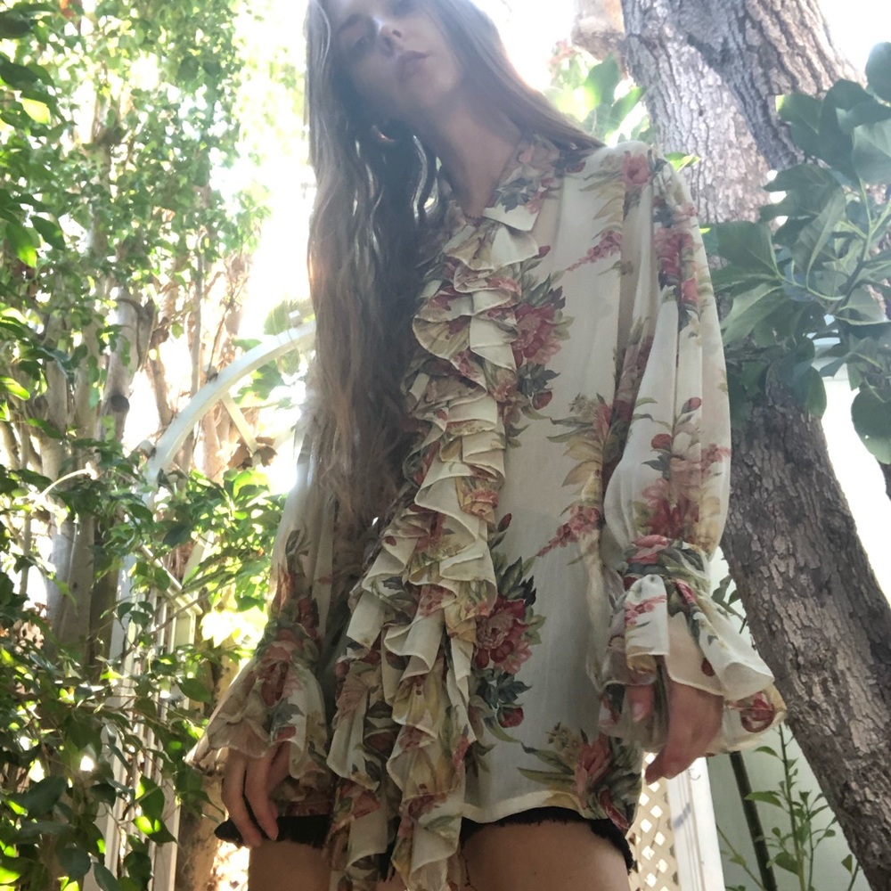 Anthony Moorcroft floral ruffle blouse